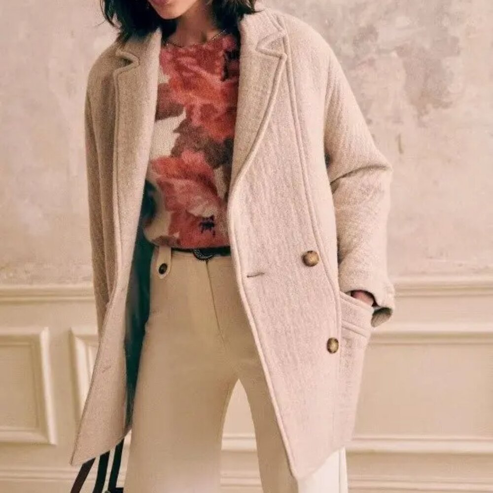 Sezane Manteau Harry Coat Taupe NWT size 6